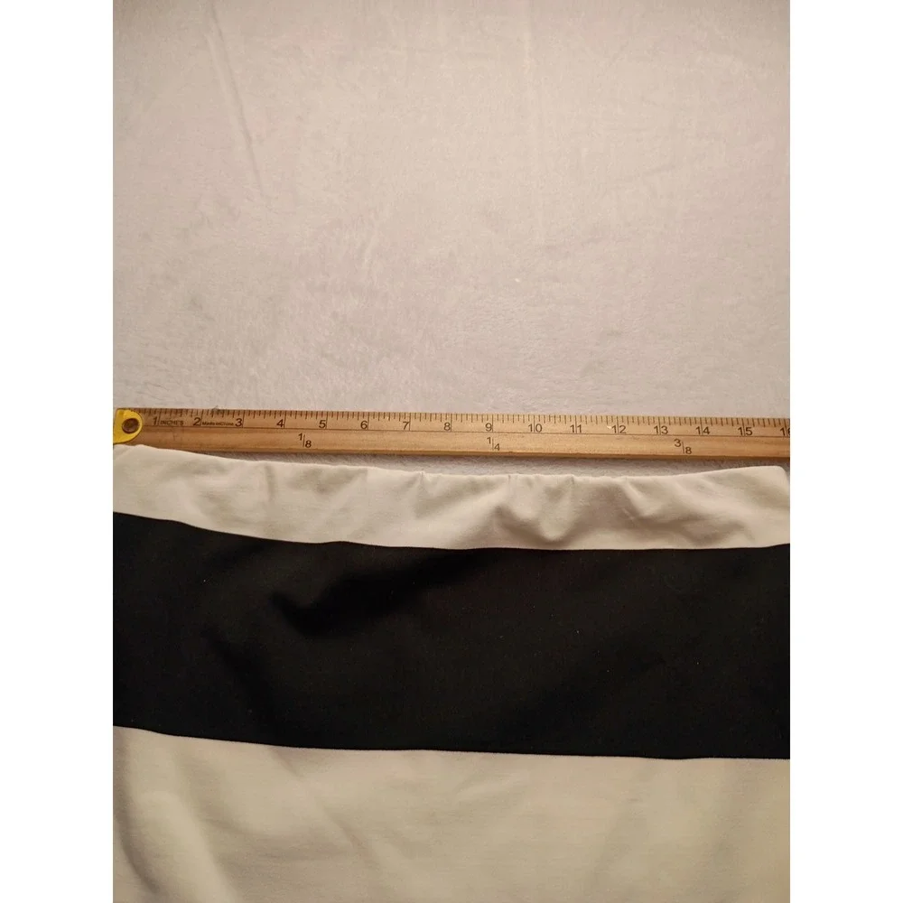 Jennifer Lopez Black White Striped Pencil Skirt Midi Bodycon Stretch Size L NWOT